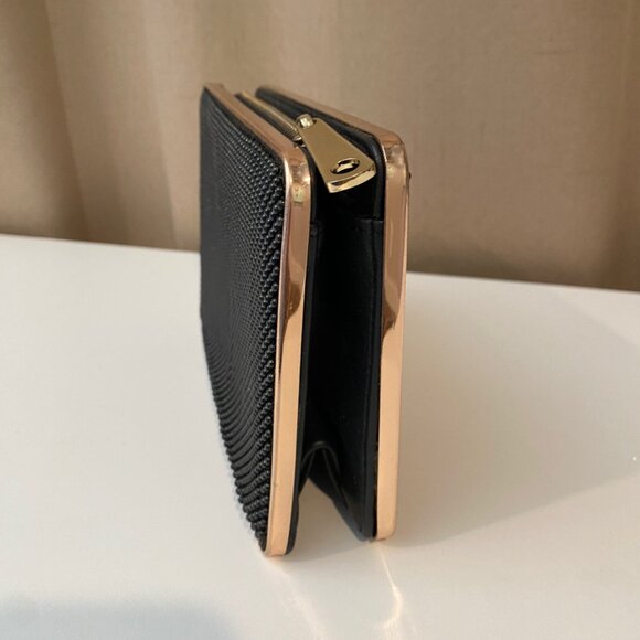 Kate Landry Black Mesh Evening Clutch with Gold Trim – Elegant 8”x5” - Picture 3 of 6